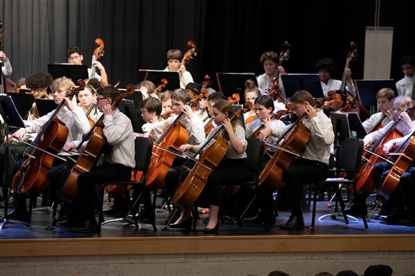 Students performing at the 2023-2024 All County Orchestra Concert